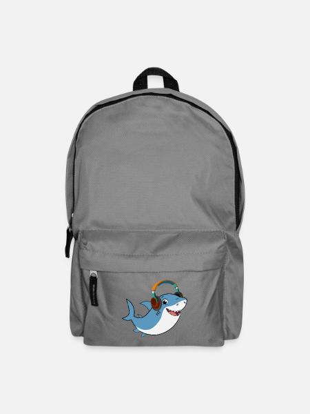 Shark DJ mit Kopfhörern - Rucksack - Mittelgrau