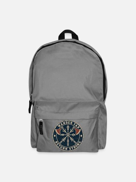 Wander Far, Return Strong — Kreissiegel - Rucksack - Mittelgrau