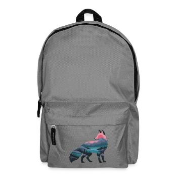 Wolfsilhouette mit Naturpanorama - Rucksack - Mittelgrau - Vorne