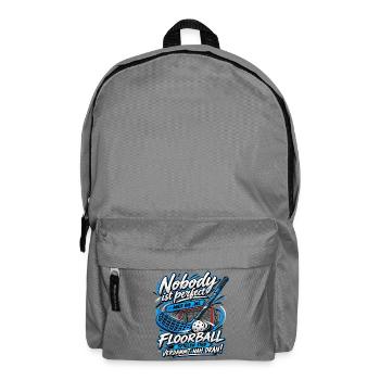 Nobody ist perfekt Floorball Spruch - Rucksack - Mittelgrau - Vorne