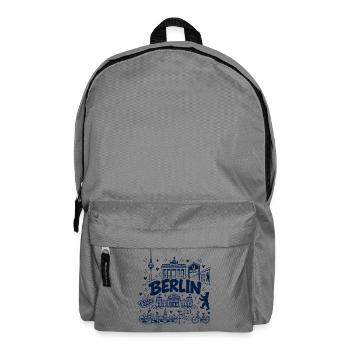 Berlin - Hauptstadt mit Sehenswürdigkeiten - Rucksack - Mittelgrau - Vorne