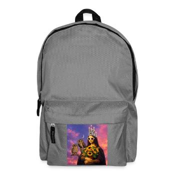 Modernes Porträt mit Sonne und Eulen - Rucksack - Mittelgrau - Vorne
