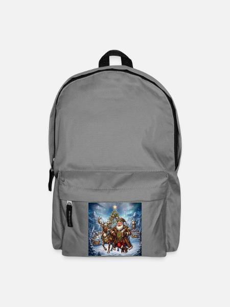 Weihnachtsmann und Rentier-Steampunk-Stil - Rucksack - Mittelgrau