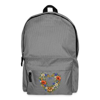 Wiesenblumenherz mit Brezel & Edelweiß - Rucksack - Mittelgrau - Vorne