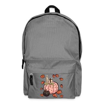 Rosa Kürbis mit Herzen und Kerzen - Rucksack - Mittelgrau - Vorne