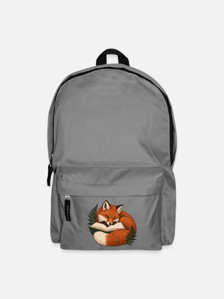 Lesefuchs mit Buch und Farn - Rucksack - Mittelgrau