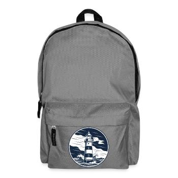 Leuchtturm Kreisbadge mit Wellen - Rucksack - Mittelgrau - Vorne