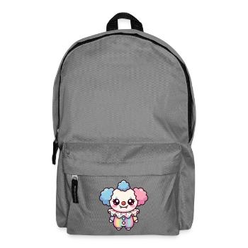 Süßer Cartoon-Clown mit Pastellfarben und großen Augen - Rucksack - Mittelgrau - Vorne