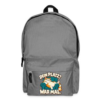 Dein Platz? War mal. – Freche Katze im Sessel - Rucksack - Mittelgrau - Vorne