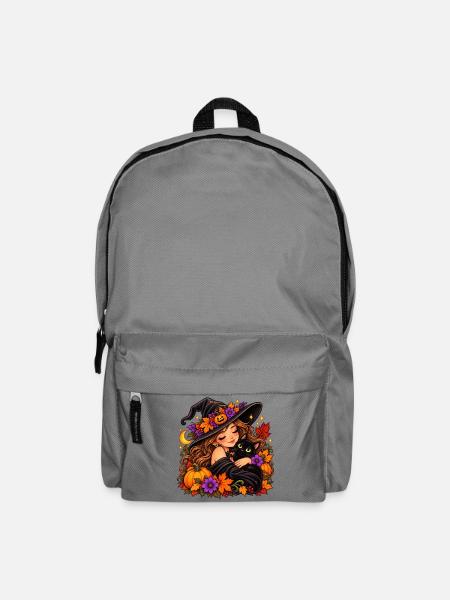 Cozy Witch & Black Cat Halloween - Rucksack - Mittelgrau