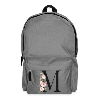 M Buchstabe Monogram Floral - Rucksack - Mittelgrau - Vorne
