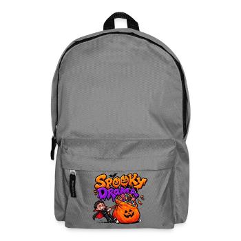 Unheimliches Drama Kleiner Vampir und Halloween-Süßigkeiten. - Rucksack - Mittelgrau - Vorne