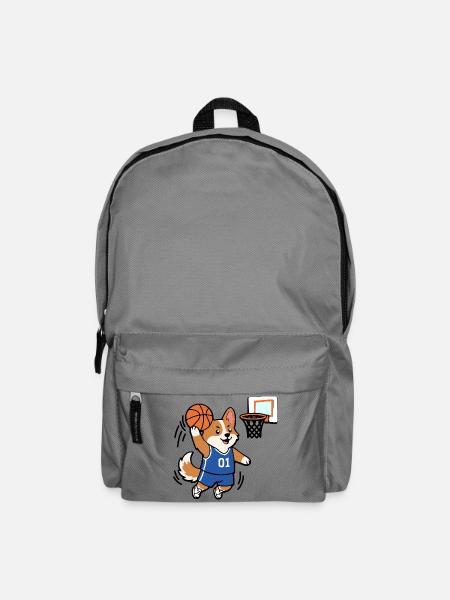 Süßer Corgi spielt Basketball lustiges Welpengeschenk - Rucksack - Mittelgrau