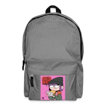 Gierige Burger Cartoon Motiv - Rucksack - Mittelgrau - Vorne