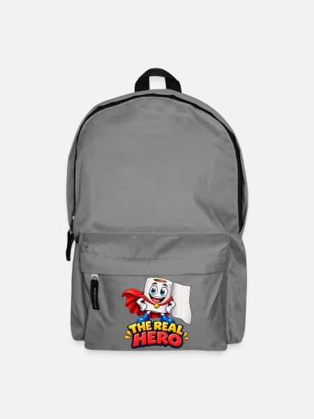 Lustiger Toilettenpapier-Held - Rucksack - Mittelgrau