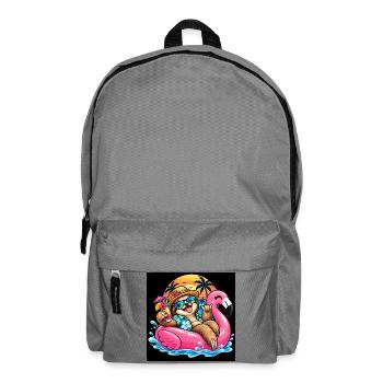 Träulheitsurlauber auf Flamingo - Rucksack - Mittelgrau - Vorne