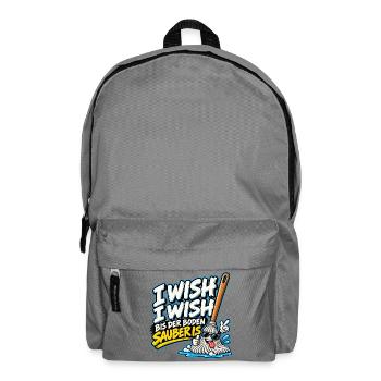 I Wish I Wish – Lustiger Putz Spruch - Rucksack - Mittelgrau - Vorne