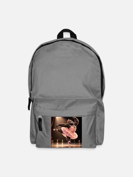 Gorilla-Ballerina-Pink in Tutu - Rucksack - Mittelgrau