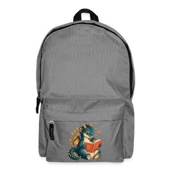 Book Dragon – Fantasy und Lesen - Rucksack - Mittelgrau - Vorne