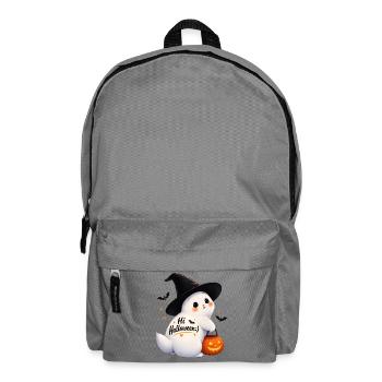 Süßes Halloween-Kaninchen mit Hexenhut - Rucksack - Mittelgrau - Vorne