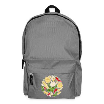 Italienische Zutaten Pasta Knoblauch Chili Emblem - Rucksack - Mittelgrau - Vorne