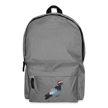 Weihnachtstaube - Taube mit Weihnachtsmütze - Rucksack - Mittelgrau - Vorne