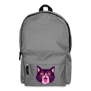 Retro Miauende Schwarze Katze - Rucksack - Mittelgrau - Vorne