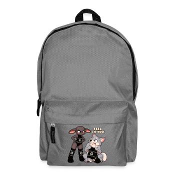 Schwarzes Schaf – Strickhumor – Fühl die Wolle - Rucksack - Mittelgrau - Vorne