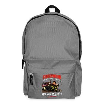 Feuerwehr - Retten - Löschen - Bierchen - Rucksack - Mittelgrau - Vorne