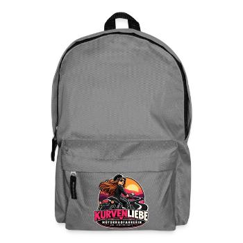 Kurvenliebe Motorradfahrerin Sunset - Rucksack - Mittelgrau - Vorne