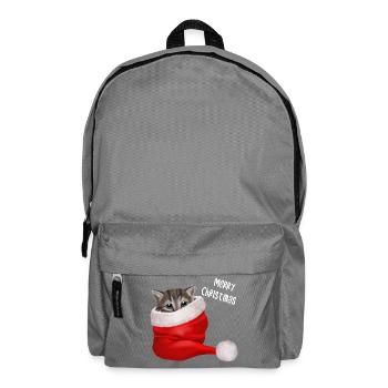 Merry Christmas Kätzchen - In Weihnachtsmütze - Rucksack - Mittelgrau - Vorne