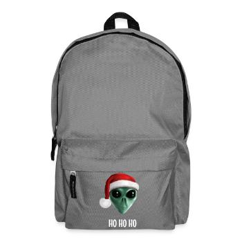 Ho Ho Ho Alien - Alien mit Weihnachtsmütze - Rucksack - Mittelgrau - Vorne