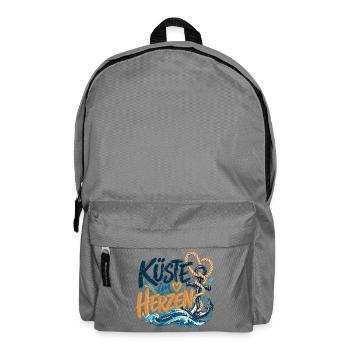 Küste im Herzen – Maritimes Design - Rucksack - Mittelgrau - Vorne