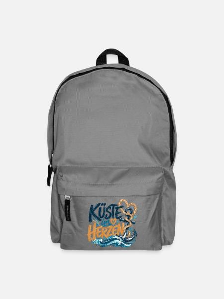 Küste im Herzen – Maritimes Design - Rucksack - Mittelgrau