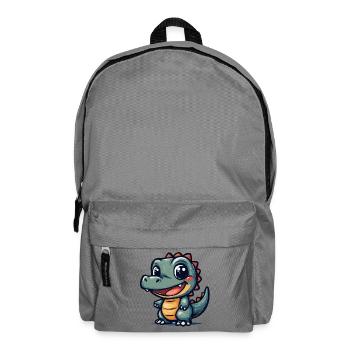 Lustiger Krokodil Dino mit breitem Grinsen - Rucksack - Mittelgrau - Vorne