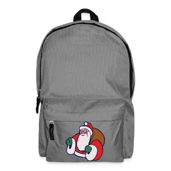Fetter Cartoon-Weihnachtsmann mit Sack - Rucksack - Mittelgrau - Vorne