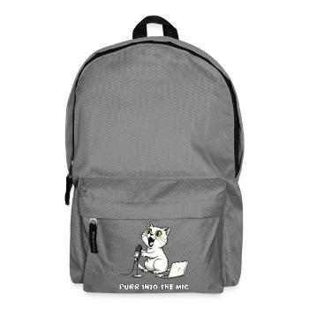 Lustiger Katzen-Podcaster am Laptop - Rucksack - Mittelgrau - Vorne