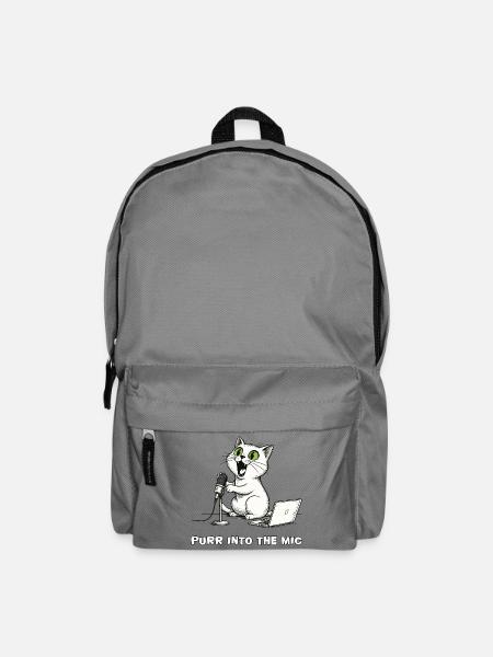 Lustiger Katzen-Podcaster am Laptop - Rucksack - Mittelgrau