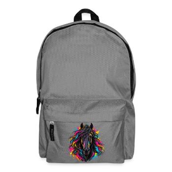 Pferd – Farbenfrohes Neon Kunstporträt - Rucksack - Mittelgrau - Vorne