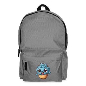 Blauer Cupcake Mascot Design - Rucksack - Mittelgrau - Vorne