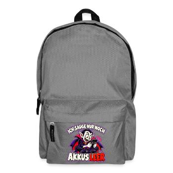 Halloween-Vampir – Ich sauge nur noch, Akkus leer - Rucksack - Mittelgrau - Vorne