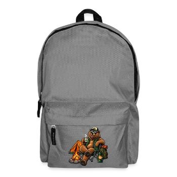 Grizzly beim Camping – Bärisches Outdoor-Abenteuer - Rucksack - Mittelgrau - Vorne
