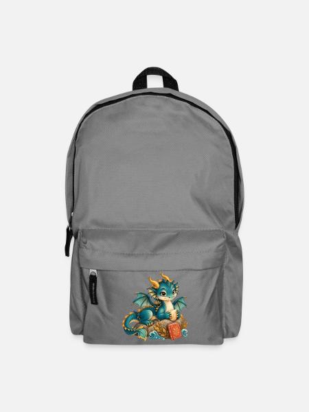 Seedrache mit Buch - Rucksack - Mittelgrau