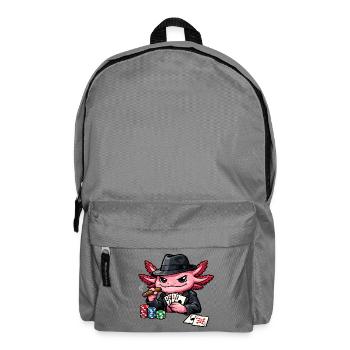 Axolotl beim Pokern – Süßer Pokerfan - Rucksack - Mittelgrau - Vorne