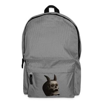 Dunkler Totenkopf mit Hörnern - Dämonenschädel - Rucksack - Mittelgrau - Vorne