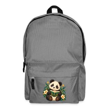 Panda-Leser unter Blumen - Rucksack - Mittelgrau - Vorne