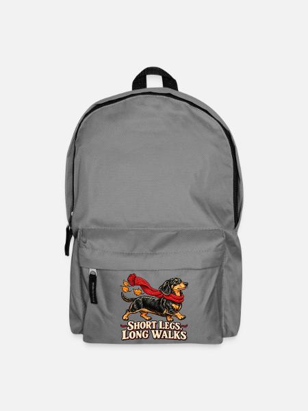 Short Legs Long Walks - Dackel mit Schal - Rucksack - Mittelgrau