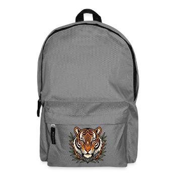 Tiger Kopf Bambus Muster Asien Raubkatze Shirt - Rucksack - Mittelgrau - Vorne