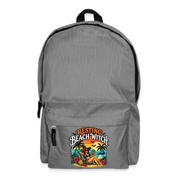 Resting Beach Witch Tropisches lustiges Halloween - Rucksack - Mittelgrau - Vorne
