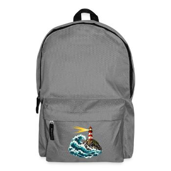 Leuchtturm über einer schwingenden Welle - Rucksack - Mittelgrau - Vorne